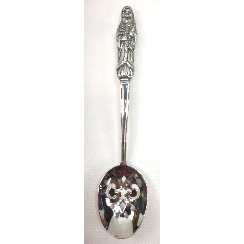 Godinger Slotted Serving Spoon Santa Silver Treasures Silverplate 12"x2.75"